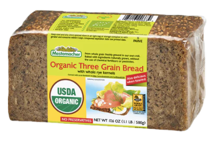 Organic Three Grain Bread 500g Product Image